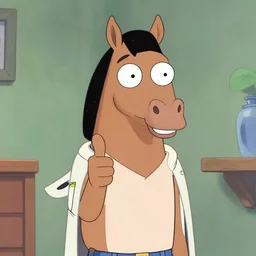 a catfish giving a thumbs up in the style of bojack horseman, lisa hanawalt