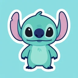 a detailed sticker of a cute alien, solid background