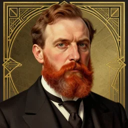 an illustration of a portrait of a respectable dignified 1 9 3 0's era mennonite preacher with kind eyes and trimmed red beard and conservative haircut in the style of art - deco artwork art by kyle ferrin and loish!, digital art, highly detailed, intricate, sharp focus, trending on artstation hq, deviantart, 4 k uhd image