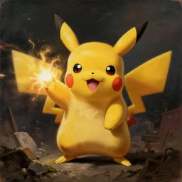 michelangelo painting of pikachu unleashing his power, dramatic lighting, intricate detail, epic