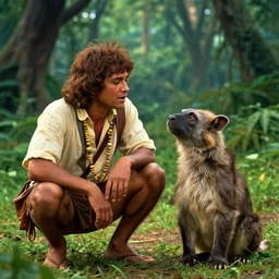 jungle book. mowgli and balu. movie still frame. realistic photo.