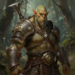 a detailed portrait of an orc warrior inside a forest, by justin gerard and greg rutkowski, digital art, realistic painting, dnd, character design, trending on artstation