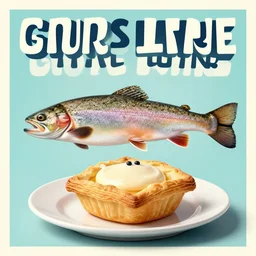 motivational poster with a trout and a pop - tart on it, where the pop - tart is sitting on a plate
