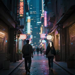 an alley of a futuristic city at night by craig mullins and ismail inceoglu, atmospheric, fine details, vivid, neon, masterpiece, bokeh