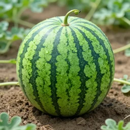 a watermelon in the shape of a cube, growing in a garden