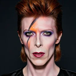 an apricot with david bowie makeup