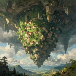 huge cave ceiling clouds made of green earth towns, villages castles, buildings inverted upsidedown mountain artstation illustration sharp focus sunlit vista painted by ruan jia raymond swanland lawrence alma tadema zdzislaw beksinski norman rockwell tom lovell alex malveda greg staples