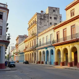 brutalism painting of streets of Havana, Cuba, beautiful, diverse, golden hour