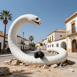 a giant white worm destroying almeria, canon eos r 3, f / 1. 4, iso 2 0 0, 1 / 1 6 0 s, 8 k, raw, unedited, symmetrical balance, in - frame