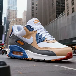 a gigantic nike airmax 9 0 shoe in the 5 th avenue, new york, realistic, by origiful, 4 k