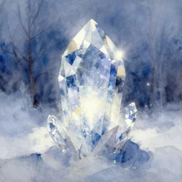 abstract watercolor painting of magic diamond crystal winter, cinematic light, national romanticism by anders zorn, by greg rutkowski, by greg manchess