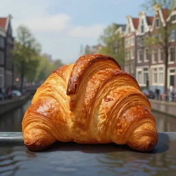 croissant emerges from amsterdam canal, fantasy, high detail, elegant, digital painting, cinematic lighting, textured skin, highly detailed, artstation, unreal engine 5, breathtaking, illustration, ilya kuvshinov, nikolay makovsky