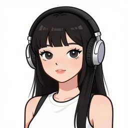 animated synthwave girl wearing headphones, animated, trending on artstation, portrait