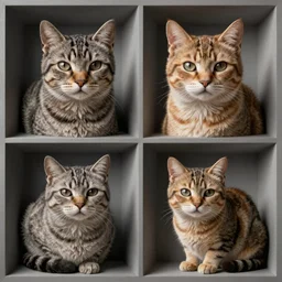drawing realistic stylized cats in the style of escher. symmetric. detailed. hd