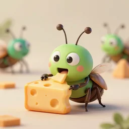 high quality presentation photo of cute anthropomorphic weird alien monster insects eating cheese, photography 4k f1.8 anamorphic bokeh 4k Canon Nikon
