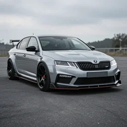 Skoda Octavia with a widebody kit, hyper realistic, 8k, car photography