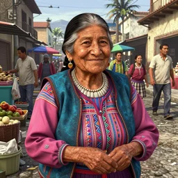 highly detailed portrait old woman guatemala vendor in gta v, street market, happy ambience, stephen bliss, unreal engine, fantasy art by greg rutkowski, loish, rhads, ferdinand knab, makoto shinkai and lois van baarle, ilya kuvshinov, rossdraws, tom bagshaw, global illumination, detailed and intricate environment
