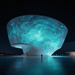 futuristic museum luminescent matte painting by ricardo bofill