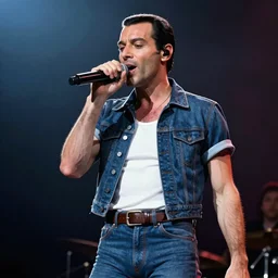 “Freddie mercury singing for aliens, realism”