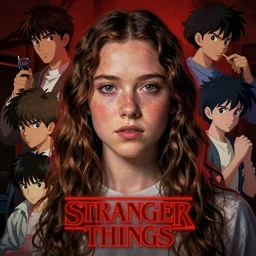 portrait of eleven from stranger things, looks like millie bobby brown, by atay ghailan & akira toriyama & ken sugimori & takeshi obata & hiromu arakawa & masashi kishimoto & yusuke murata & hayao miyazaki & masashi ando,