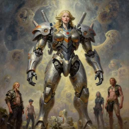 a giant mandelbrot goddess mecha, tim hildebrandt, wayne barlowe, bruce pennington, donato giancola, trending on artstation, cinematic composition, beautiful lighting, hyper detailed, 8 k, oil on canvas