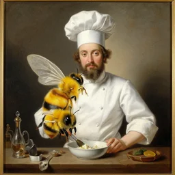 a bee insect chef, detailed rococo painting