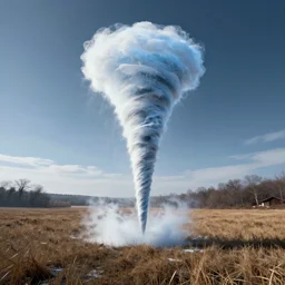 ice tornado going through a field, octane render, volumetric, unreal engine