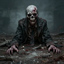 asymmetrical zombie king portrait, fallen, decay, lost, depressed, borderline, schizophrenia