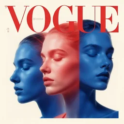 3 d, sci - fi, sun rays, sleepy fashion model face, detailed blue faces aside, cinematic, vogue cover style, poster art, light red and deep blue mood, realistic painting, intricate oil painting, high detail, figurative art, multiple exposure, poster art, 3 d, by tooth wu and wlop and beeple and greg rutkowski
