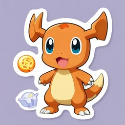 cute miss mascot salama ¨ che salama ¨ che charmander food sticker art, cronobreaker, beeple game icon