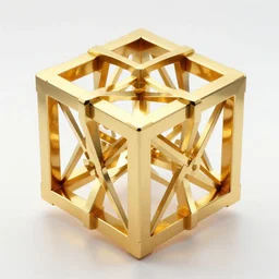 symmetrical sacred geometry metatron's cube made out of reflective metallic gold