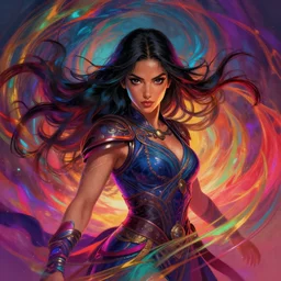 portrait of maya ali as a mage by maria poliakova, dynamic lighting, gaudy colors, ripples, fantasy, intricate, smooth, sharp focus, octane render aesthetic, official fanart behance hd artstation by jesper ejsing, by rhads and makoto shinkai and lois van baarle and ilya kuvshinov and rossdraws
