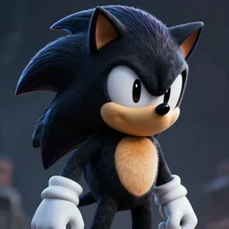 sonic with dark black fur, fantasy, sharp focus, digital art, hyper realistic, 4 k, unreal engine, highly detailed, hd, dramatic lighting by brom, trending on artstation