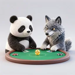 panda wolf playing poker by greg rutkowski and thomas kinkade, trending on artstation, 3 d render octane