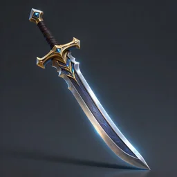 a curved steel sword weapon, league of legends inventory item, Warcraft style, outer glow, no background, trending on artstation
