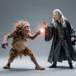Gollum fights volandemort , action , in motion , wizard , magic