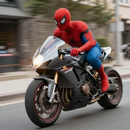spiderman riding a motorcycle , movie scene, cinematic, trailer Hollywood