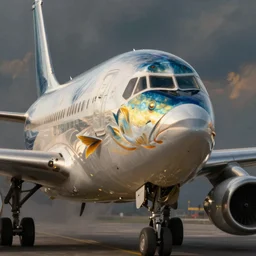 an airplane with a fish face