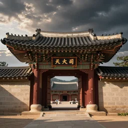 The gate to the eternal kingdom of Korea, fantasy, digital art, HD, detailed.