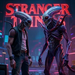 and i'd get him to swap our places,, stranger things, demogorgon, cyberwave, vector graphics, cinematic, photorealistic, artstation, highly detailed, volumetric lighting