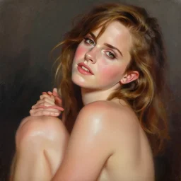 expressive oil painting, of emma watson avocado, loving seductive look, smooth glowing skin, glistening body, love, adoration, blushing, glamour shot, by yoshitaka amano, by greg rutkowski, by jeremyg lipkinng, by artgerm, digital art, octane render