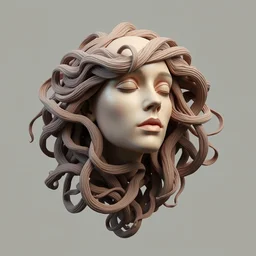 a woman's head is surrounded by tangled hair, a surrealist sculpture by igor morski, behance contest winner, analytical art, behance hd, daz 3 d, biomorphic