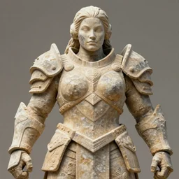 a large powerful woman wearing armor made of stone, sandstone, heavy looking, powerful scene, imposing presence, by greg staples and boris vallejo, hyperdetailed, realistic, sharp focus, soft lighting, centered