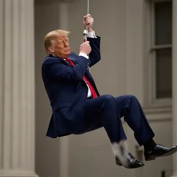 movie still of donald trump in mission impossible hanging cable drop, photograph, tv show, cinematic
