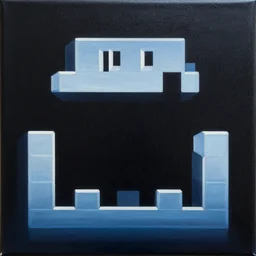 space invader, oil and acrylic on canvas, high detail