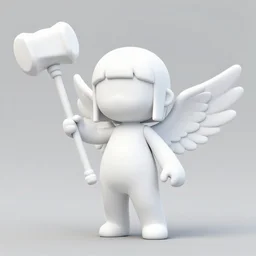 a cartoon girl with wings holding a mace, concept art by muggur, white dress, artstation contest winner, fantasy art, concept art, 2 d game art, tarot card