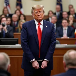 donald trump in handcuffs, crowded courtroom, photograph by reuters 2 0 2 2