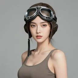 studio portrait of a female aviator, wearing aviator goggles, beautiful, elegant, young skinny pretty, an ultrafine hyperdetailed illustration by kim jung gi and moebius, jean gireaud, intricate linework, detailed faces, super sharp focus, bright colors, octopath traveler, final fantasy, unreal engine 5, central composition,