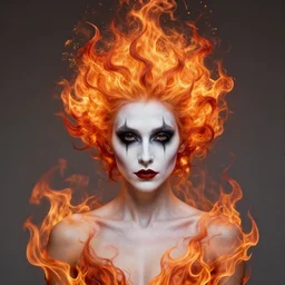 transdimensional mime with fire hair, realistic, extremely detailed, sharp focus, wide view, smooth, digital illustration, by james jean, by rossdraws, artgerm, giger
