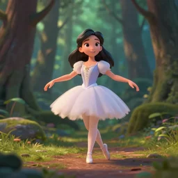 prima ballerina as nendoroid walking in a forest in the croods movie style, anime, disney, pixar, 8 k, hd, dof, kodak film, volumetric lighting, subsurface scattering, photorealistic, octane render, details